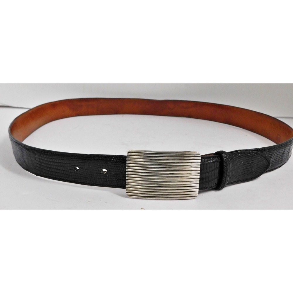 PAT AREIAS‎ BLACK LIZARD BELT  W/ STERLING BUCKLE sz 38